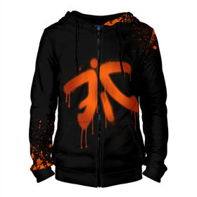 Мужская толстовка 3D на молнии с принтом cs:go - Fnatic (Black collection) в Тюмени, 100% полиэстер | длина до линии бедра, манжеты и пояс оформлены мягкой тканевой резинкой, двухслойный капюшон со шнурком для регулировки, спереди молния, по бокам два кармана | Тематика изображения на принте: 0x000000123 | cs | csgo | fnatic | кс | ксго | фнатик