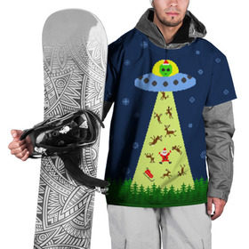 Накидка на куртку 3D с принтом Похищение Санта Клауса в Тюмени, 100% полиэстер |  | Тематика изображения на принте: вязанный | дед мороз | нлоб инопланетяне | новый год | рождество | свитер