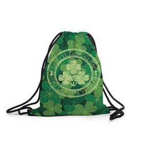 Рюкзак-мешок 3D с принтом Ireland, Happy St. Patrick`s Day в Тюмени, 100% полиэстер | плотность ткани — 200 г/м2, размер — 35 х 45 см; лямки — толстые шнурки, застежка на шнуровке, без карманов и подкладки | background | clover | four | green | happy st. patricks day | holiday | ireland | leaf | petal | plant | print | зеленый | ирландия | клевер | лепесток | лист | печать | праздник | растение | счастливого святого патрика | фон | четыре