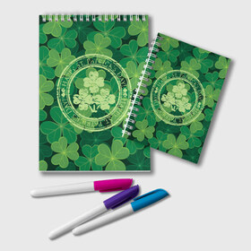 Блокнот с принтом Ireland Happy St Patricks Day в Тюмени, 100% бумага | 48 листов, плотность листов — 60 г/м2, плотность картонной обложки — 250 г/м2. Листы скреплены удобной пружинной спиралью. Цвет линий — светло-серый
 | Тематика изображения на принте: background | clover | four | green | happy st. patricks day | holiday | ireland | leaf | petal | plant | print | зеленый | ирландия | клевер | лепесток | лист | печать | праздник | растение | счастливого святого патрика | фон | четыре