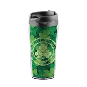 Термокружка-непроливайка с принтом Ireland, Happy St. Patrick`s Day в Тюмени, внутренняя часть — пищевой пластик, наружная часть — прозрачный пластик, между ними — полиграфическая вставка с рисунком | объем — 350 мл, герметичная крышка | background | clover | four | green | happy st. patricks day | holiday | ireland | leaf | petal | plant | print | зеленый | ирландия | клевер | лепесток | лист | печать | праздник | растение | счастливого святого патрика | фон | четыре
