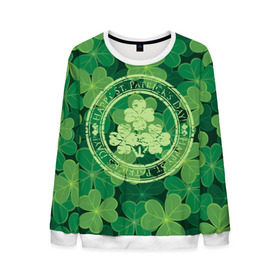 Мужской свитшот 3D с принтом Ireland, Happy St. Patrick`s Day в Тюмени, 100% полиэстер с мягким внутренним слоем | круглый вырез горловины, мягкая резинка на манжетах и поясе, свободная посадка по фигуре | background | clover | four | green | happy st. patricks day | holiday | ireland | leaf | petal | plant | print | зеленый | ирландия | клевер | лепесток | лист | печать | праздник | растение | счастливого святого патрика | фон | четыре