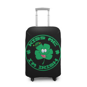 Чехол для чемодана 3D с принтом Ireland, Kiss me, I`m Irish в Тюмени, 86% полиэфир, 14% спандекс | двустороннее нанесение принта, прорези для ручек и колес | animation | background | black | clover | four | green | hat | im irish | ireland | kiss me | leaf | petal | printing | smile | анимация | зелёный | ирландец | ирландия | клевер | лепесток | листок | меня | печать | поцелуй | улыбка | фон | черный | четыр