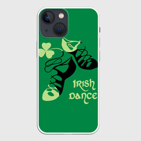 Чехол для iPhone 13 mini с принтом Ireland, Irish dance в Тюмени,  |  | background | black | clover | dance | green | ireland | irish | petal | soft shoes | зеленый | ирландия | ирландский | клевер | лепесток | мягкая | обувь | танец | фон | черная