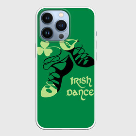 Чехол для iPhone 13 Pro с принтом Ireland, Irish dance в Тюмени,  |  | Тематика изображения на принте: background | black | clover | dance | green | ireland | irish | petal | soft shoes | зеленый | ирландия | ирландский | клевер | лепесток | мягкая | обувь | танец | фон | черная