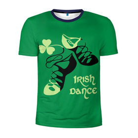 Мужская футболка 3D спортивная с принтом Ireland, Irish dance в Тюмени, 100% полиэстер с улучшенными характеристиками | приталенный силуэт, круглая горловина, широкие плечи, сужается к линии бедра | background | black | clover | dance | green | ireland | irish | petal | soft shoes | зеленый | ирландия | ирландский | клевер | лепесток | мягкая | обувь | танец | фон | черная