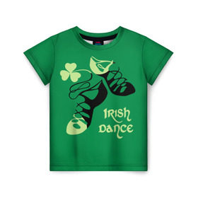 Детская футболка 3D с принтом Ireland, Irish dance в Тюмени, 100% гипоаллергенный полиэфир | прямой крой, круглый вырез горловины, длина до линии бедер, чуть спущенное плечо, ткань немного тянется | Тематика изображения на принте: background | black | clover | dance | green | ireland | irish | petal | soft shoes | зеленый | ирландия | ирландский | клевер | лепесток | мягкая | обувь | танец | фон | черная