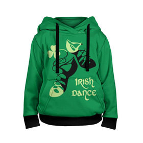 Детская толстовка 3D с принтом Ireland, Irish dance в Тюмени, 100% полиэстер | двухслойный капюшон со шнурком для регулировки, мягкие манжеты на рукавах и по низу толстовки, спереди карман-кенгуру с мягким внутренним слоем | background | black | clover | dance | green | ireland | irish | petal | soft shoes | зеленый | ирландия | ирландский | клевер | лепесток | мягкая | обувь | танец | фон | черная
