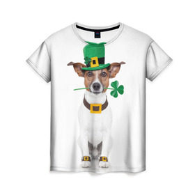 Женская футболка 3D с принтом Ирландия в Тюмени, 100% полиэфир ( синтетическое хлопкоподобное полотно) | прямой крой, круглый вырез горловины, длина до линии бедер | animal | breed | clover | dog | folk | fun | funny | hat | hero | ireland | irish | saint patrick | герой | животное | ирландия | ирландский | клевер | народный | порода | прикол | святой патрик | собака | шляпа | шутка