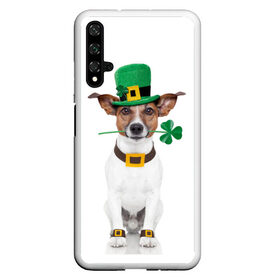 Чехол для Honor 20 с принтом Ирландия в Тюмени, Силикон | Область печати: задняя сторона чехла, без боковых панелей | animal | breed | clover | dog | folk | fun | funny | hat | hero | ireland | irish | saint patrick | герой | животное | ирландия | ирландский | клевер | народный | порода | прикол | святой патрик | собака | шляпа | шутка