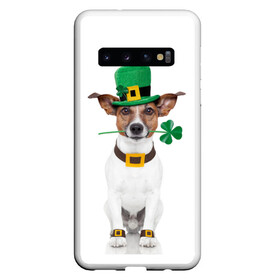 Чехол для Samsung Galaxy S10 с принтом Ирландия в Тюмени, Силикон | Область печати: задняя сторона чехла, без боковых панелей | animal | breed | clover | dog | folk | fun | funny | hat | hero | ireland | irish | saint patrick | герой | животное | ирландия | ирландский | клевер | народный | порода | прикол | святой патрик | собака | шляпа | шутка