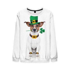 Мужской свитшот 3D с принтом Ирландия в Тюмени, 100% полиэстер с мягким внутренним слоем | круглый вырез горловины, мягкая резинка на манжетах и поясе, свободная посадка по фигуре | animal | breed | clover | dog | folk | fun | funny | hat | hero | ireland | irish | saint patrick | герой | животное | ирландия | ирландский | клевер | народный | порода | прикол | святой патрик | собака | шляпа | шутка