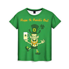Женская футболка 3D с принтом Ирландия в Тюмени, 100% полиэфир ( синтетическое хлопкоподобное полотно) | прямой крой, круглый вырез горловины, длина до линии бедер | irish | st. patricks day | зеленый | ирландец | лепрекон