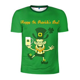 Мужская футболка 3D спортивная с принтом Ирландия в Тюмени, 100% полиэстер с улучшенными характеристиками | приталенный силуэт, круглая горловина, широкие плечи, сужается к линии бедра | Тематика изображения на принте: irish | st. patricks day | зеленый | ирландец | лепрекон