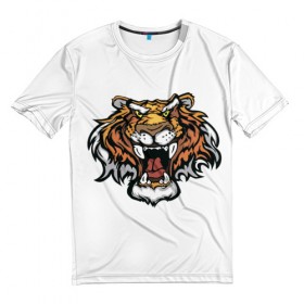 Мужская футболка 3D с принтом Тигр в Тюмени, 100% полиэфир | прямой крой, круглый вырез горловины, длина до линии бедер | агрессивные | веселые | довольно | забавные | интересные | новинки | отчаянные