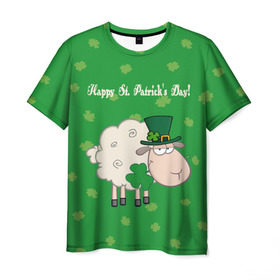 Мужская футболка 3D с принтом Ирландия в Тюмени, 100% полиэфир | прямой крой, круглый вырез горловины, длина до линии бедер | irish | sheep | st. patricks day | зеленый | ирландец | лепрекон | оваечка | овца