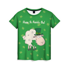 Женская футболка 3D с принтом Ирландия в Тюмени, 100% полиэфир ( синтетическое хлопкоподобное полотно) | прямой крой, круглый вырез горловины, длина до линии бедер | irish | sheep | st. patricks day | зеленый | ирландец | лепрекон | оваечка | овца