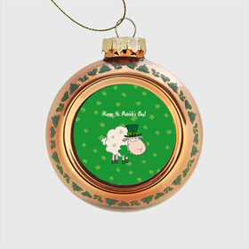Стеклянный ёлочный шар с принтом Ирландия в Тюмени, Стекло | Диаметр: 80 мм | irish | sheep | st. patricks day | зеленый | ирландец | лепрекон | оваечка | овца