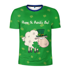 Мужская футболка 3D спортивная с принтом Ирландия в Тюмени, 100% полиэстер с улучшенными характеристиками | приталенный силуэт, круглая горловина, широкие плечи, сужается к линии бедра | irish | sheep | st. patricks day | зеленый | ирландец | лепрекон | оваечка | овца