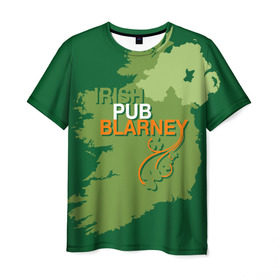 Мужская футболка 3D с принтом Irish pub Blarney в Тюмени, 100% полиэфир | прямой крой, круглый вырез горловины, длина до линии бедер | Тематика изображения на принте: bar | blarney | ireland | irish | map | pub | wasps | бар | ирландия | ирландский | карта | остров