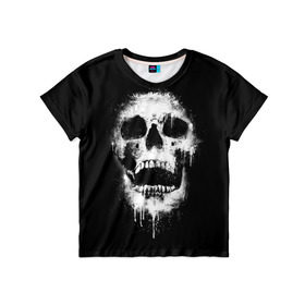 Детская футболка 3D с принтом Evil Skull в Тюмени, 100% гипоаллергенный полиэфир | прямой крой, круглый вырез горловины, длина до линии бедер, чуть спущенное плечо, ткань немного тянется | bone | dark | death | evil | hipster | skelet | skull | кости | скелет | темнота | хипстер | череп