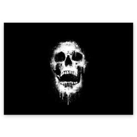 Поздравительная открытка с принтом Evil Skull в Тюмени, 100% бумага | плотность бумаги 280 г/м2, матовая, на обратной стороне линовка и место для марки
 | Тематика изображения на принте: bone | dark | death | evil | hipster | skelet | skull | кости | скелет | темнота | хипстер | череп