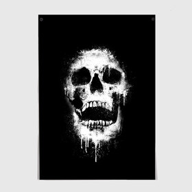 Постер с принтом Evil Skull в Тюмени, 100% бумага
 | бумага, плотность 150 мг. Матовая, но за счет высокого коэффициента гладкости имеет небольшой блеск и дает на свету блики, но в отличии от глянцевой бумаги не покрыта лаком | bone | dark | death | evil | hipster | skelet | skull | кости | скелет | темнота | хипстер | череп