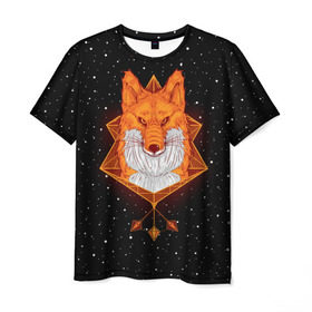Мужская футболка 3D с принтом Огненный лис в Тюмени, 100% полиэфир | прямой крой, круглый вырез горловины, длина до линии бедер | animal | beast | fox | heart | love | orange | животное | зверь | лис | лиса | личиска | любовь | огонь | пламя | рыжая | сердце