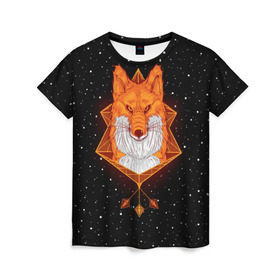 Женская футболка 3D с принтом Огненный лис в Тюмени, 100% полиэфир ( синтетическое хлопкоподобное полотно) | прямой крой, круглый вырез горловины, длина до линии бедер | animal | beast | fox | heart | love | orange | животное | зверь | лис | лиса | личиска | любовь | огонь | пламя | рыжая | сердце