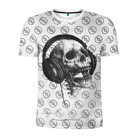Мужская футболка 3D спортивная с принтом Череп меломана в Тюмени, 100% полиэстер с улучшенными характеристиками | приталенный силуэт, круглая горловина, широкие плечи, сужается к линии бедра | Тематика изображения на принте: bone | dark | death | dubstep | electro | evil | hipster | metal | music | rock | skelet | skull | дабстеп | кости | меломан | метал | музыка | наушники | рок | скелет | хипстер | череп