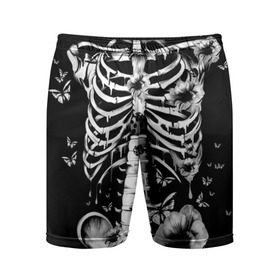 Мужские шорты 3D спортивные с принтом Floral Skeleton в Тюмени,  |  | Тематика изображения на принте: art | bone | dark | death | fashion | flower | hipster | skelet | skull | арт | грудь | кости | мода | ребра | скелет | стиль | темный | хипстер | цвет | череп