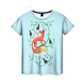 Женская футболка 3D с принтом Милая лисичка в Тюмени, 100% полиэфир ( синтетическое хлопкоподобное полотно) | прямой крой, круглый вырез горловины, длина до линии бедер | animal | beast | fox | heart | love | orange | животное | зверь | лис | лиса | личиска | любовь | птица | птицы | птичка | рыжая | сердце