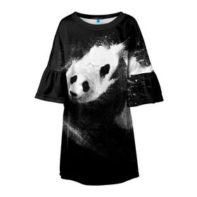 Детское платье 3D с принтом Молочная панда в Тюмени, 100% полиэстер | прямой силуэт, чуть расширенный к низу. Круглая горловина, на рукавах — воланы | Тематика изображения на принте: animal | bear | beast | milk | nature | panda | животное | зверь | медведь | молоко | панда | природа