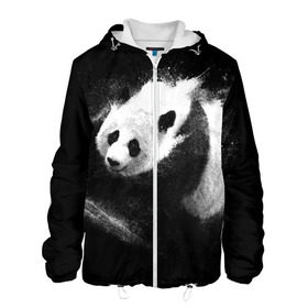 Мужская куртка 3D с принтом Молочная панда в Тюмени, ткань верха — 100% полиэстер, подклад — флис | прямой крой, подол и капюшон оформлены резинкой с фиксаторами, два кармана без застежек по бокам, один большой потайной карман на груди. Карман на груди застегивается на липучку | animal | bear | beast | milk | nature | panda | животное | зверь | медведь | молоко | панда | природа