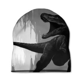 Шапка 3D с принтом Пещера динозавра в Тюмени, 100% полиэстер | универсальный размер, печать по всей поверхности изделия | animal | beast | dino | rage | roar | динозавр | животное | зверь | земля | пещера | рык | эра | ярость
