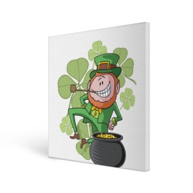 Холст квадратный с принтом Ирландия в Тюмени, 100% ПВХ |  | clover | gold | green | irish | money | st. patrick | деньги | зелёный | золото | ирландская | клевер | лепрекон