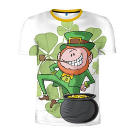 Мужская футболка 3D спортивная с принтом Ирландия в Тюмени, 100% полиэстер с улучшенными характеристиками | приталенный силуэт, круглая горловина, широкие плечи, сужается к линии бедра | Тематика изображения на принте: clover | gold | green | irish | money | st. patrick | деньги | зелёный | золото | ирландская | клевер | лепрекон