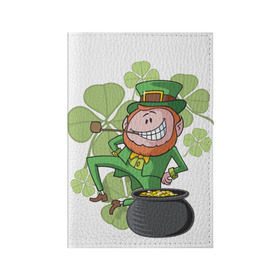 Обложка для паспорта матовая кожа с принтом Ирландия в Тюмени, натуральная матовая кожа | размер 19,3 х 13,7 см; прозрачные пластиковые крепления | clover | gold | green | irish | money | st. patrick | деньги | зелёный | золото | ирландская | клевер | лепрекон
