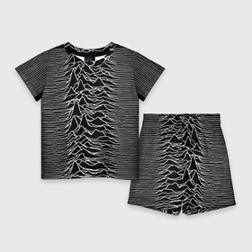 Детский костюм с шортами 3D с принтом Joy Division. Unknown Pleasures в Тюмени,  |  | Тематика изображения на принте: joy division | альбом | волны | горы | линии | обложка | панк | рок