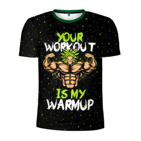 Мужская футболка 3D спортивная с принтом My Workout в Тюмени, 100% полиэстер с улучшенными характеристиками | приталенный силуэт, круглая горловина, широкие плечи, сужается к линии бедра | dragon ball | strong | workout | воркаут | драгон бол
