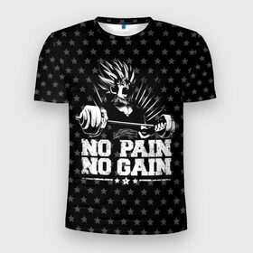 Мужская футболка 3D спортивная с принтом No Pain No Gain в Тюмени, 100% полиэстер с улучшенными характеристиками | приталенный силуэт, круглая горловина, широкие плечи, сужается к линии бедра | 