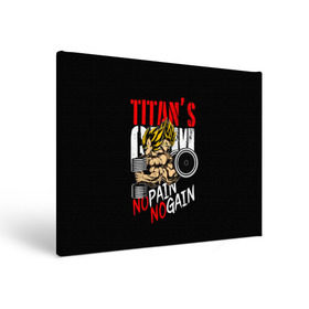 Холст прямоугольный с принтом Titans Gym в Тюмени, 100% ПВХ |  | dragon ball | no pain no gain | аниме | драгон болл