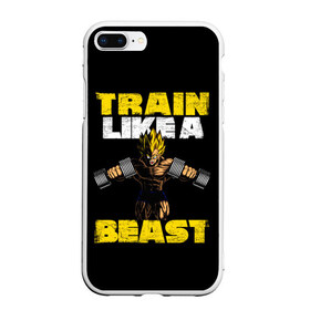 Чехол для iPhone 7Plus/8 Plus матовый с принтом Train Like a Beast в Тюмени, Силикон | Область печати: задняя сторона чехла, без боковых панелей | dragon ball | strong | workout | воркаут | драгон бол
