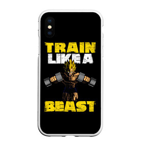 Чехол для iPhone XS Max матовый с принтом Train Like a Beast в Тюмени, Силикон | Область печати: задняя сторона чехла, без боковых панелей | dragon ball | strong | workout | воркаут | драгон бол