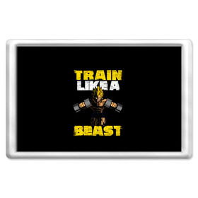 Магнит 45*70 с принтом Train Like a Beast в Тюмени, Пластик | Размер: 78*52 мм; Размер печати: 70*45 | dragon ball | strong | workout | воркаут | драгон бол
