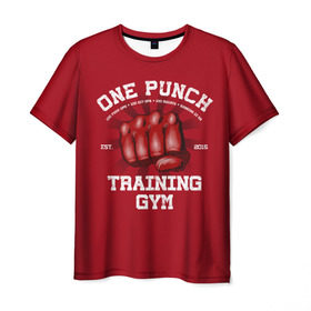 Мужская футболка 3D с принтом One Punch Gym в Тюмени, 100% полиэфир | прямой крой, круглый вырез горловины, длина до линии бедер | Тематика изображения на принте: boxing | combat | fight | fighter | kickboxing | muay thai | wrestling | боец | бой | бокс | боксер | драка | кикбоксинг | май тай