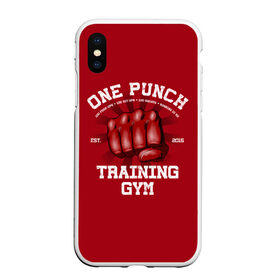 Чехол для iPhone XS Max матовый с принтом One Punch Gym в Тюмени, Силикон | Область печати: задняя сторона чехла, без боковых панелей | boxing | combat | fight | fighter | kickboxing | muay thai | wrestling | боец | бой | бокс | боксер | драка | кикбоксинг | май тай