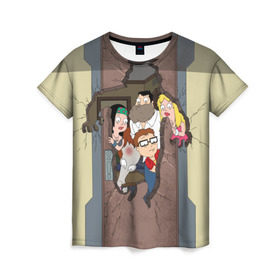 Женская футболка 3D с принтом American dad в Тюмени, 100% полиэфир ( синтетическое хлопкоподобное полотно) | прямой крой, круглый вырез горловины, длина до линии бедер | американский папаша | кино | киногерой | сезон | сериал | фильм
