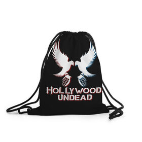 Рюкзак-мешок 3D с принтом Hollywood Undead в Тюмени, 100% полиэстер | плотность ткани — 200 г/м2, размер — 35 х 45 см; лямки — толстые шнурки, застежка на шнуровке, без карманов и подкладки | hollywood undead