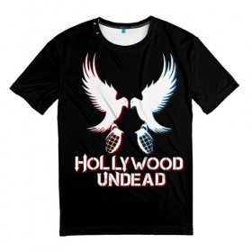 Мужская футболка 3D с принтом Hollywood Undead в Тюмени, 100% полиэфир | прямой крой, круглый вырез горловины, длина до линии бедер | hollywood undead